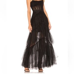 BCBGMaxAzria Sheer Black Layered Gown